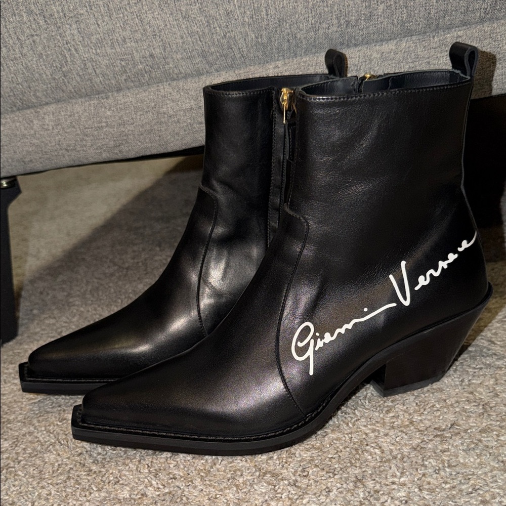 Versace Black Ankle Boots with Signature Detail